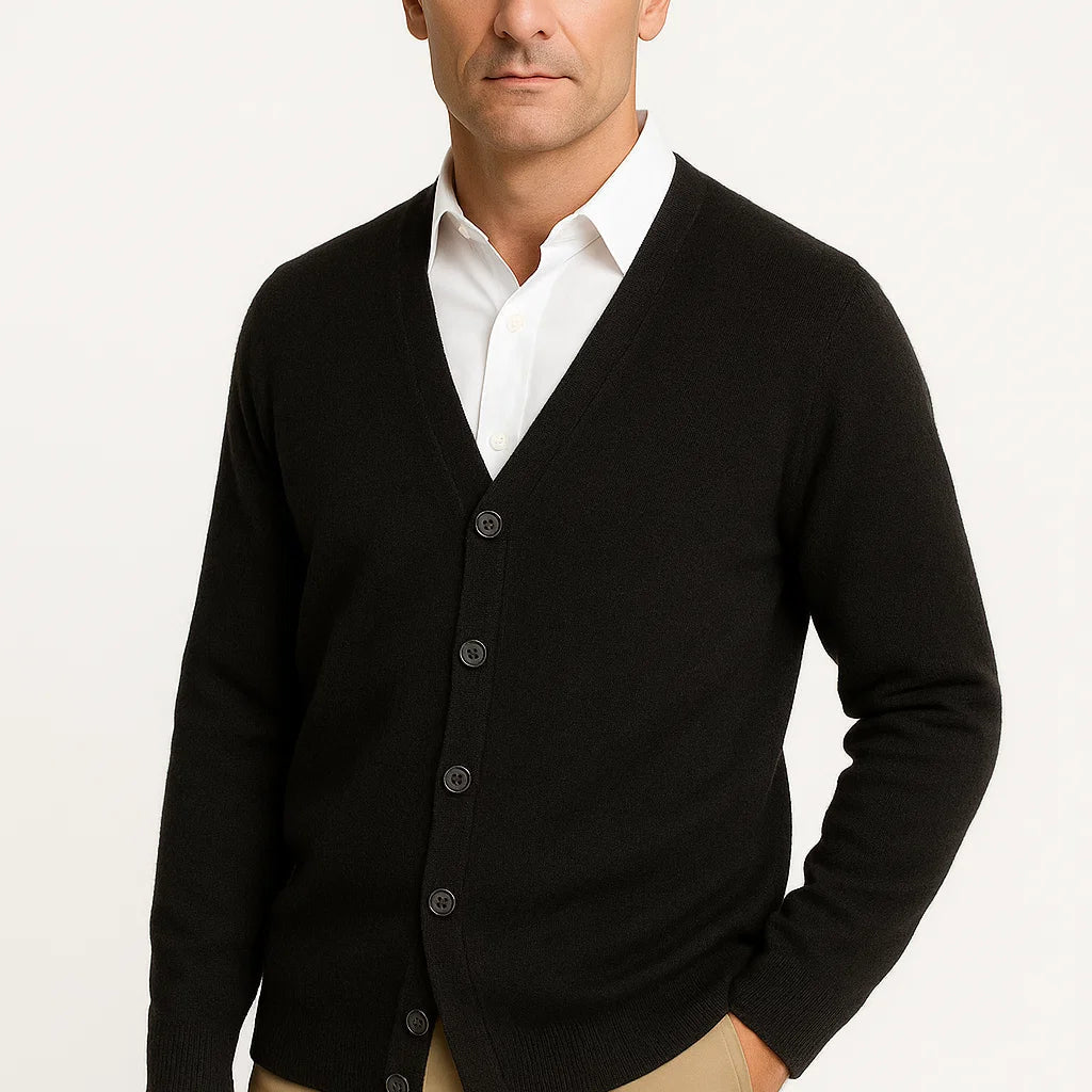 NEVANE | CARDIGAN À COL EN V EN LAINE MÉRINOS POUR HOMMES