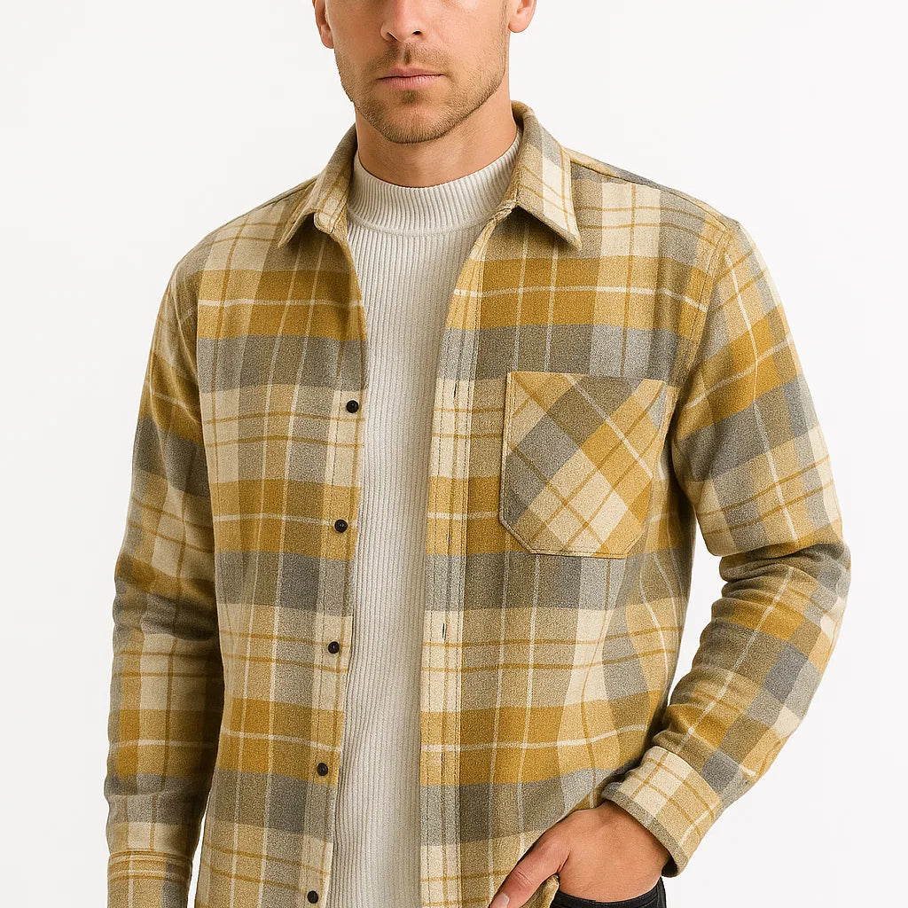 NEVANE | CHEMISE À MANCHES LONGUES À CARREAUX POUR HOMMES