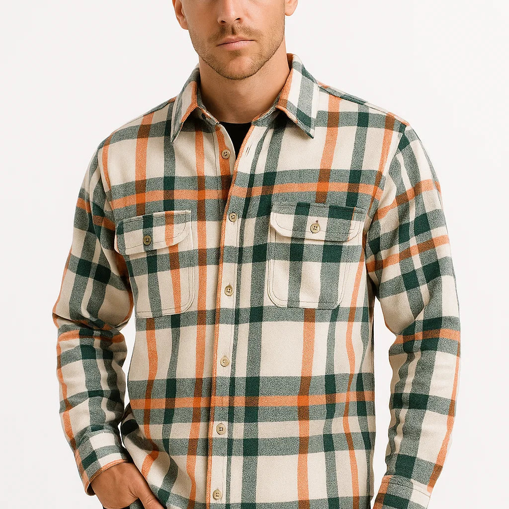 NEVANE | CHEMISE À MANCHES LONGUES À CARREAUX POUR HOMMES