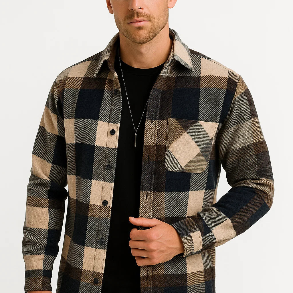 NEVANE | CHEMISE À MANCHES LONGUES À CARREAUX POUR HOMMES
