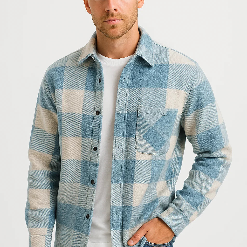 NEVANE | CHEMISE À MANCHES LONGUES À CARREAUX POUR HOMMES