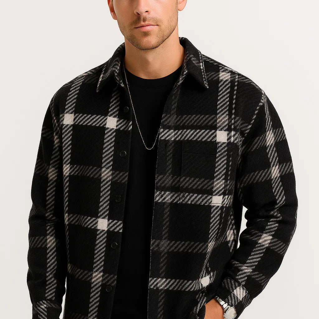 NEVANE | CHEMISE À MANCHES LONGUES À CARREAUX POUR HOMMES