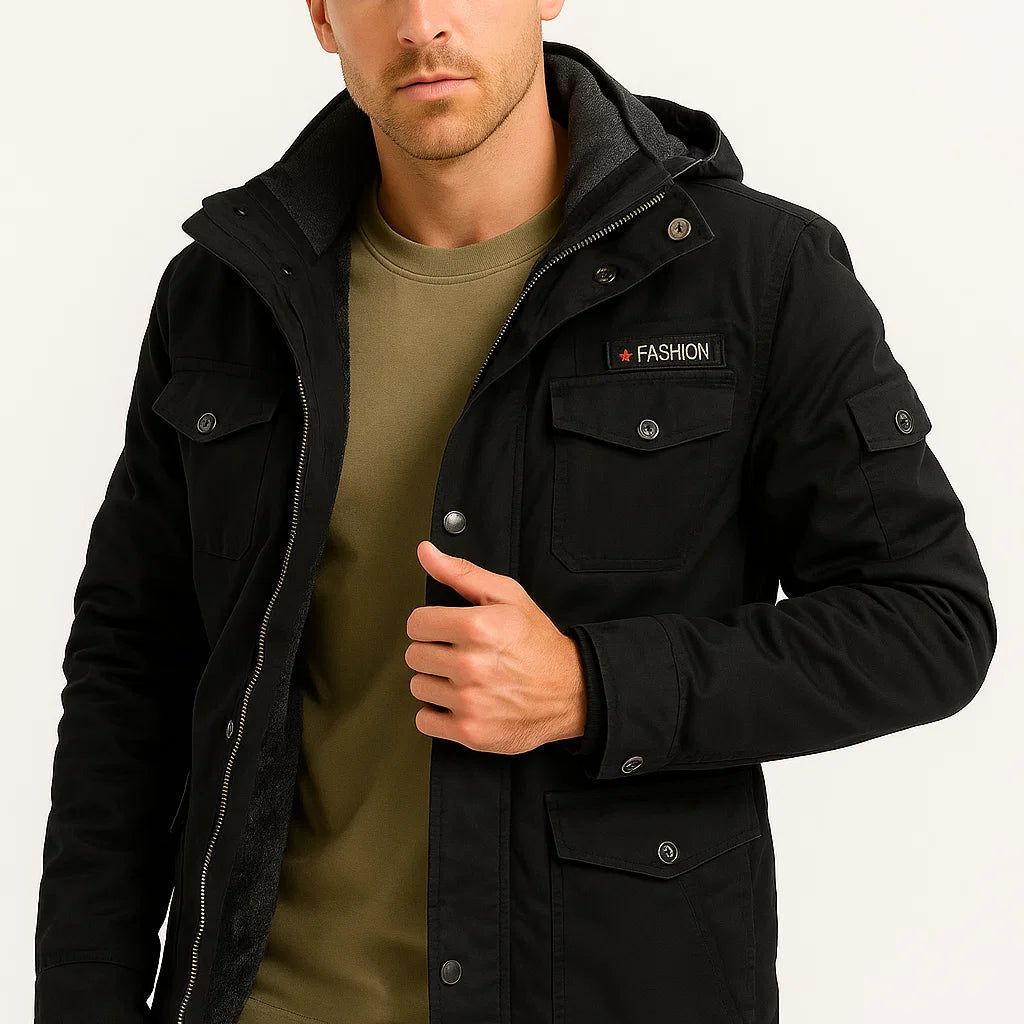 NEVANE | VESTE D'HIVER À CAPUCHE EN POLAIRE POUR HOMMES