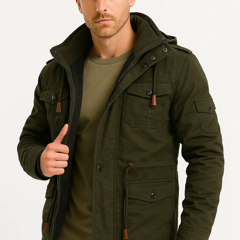 NEVANE | VESTE D'HIVER À CAPUCHE EN POLAIRE POUR HOMMES